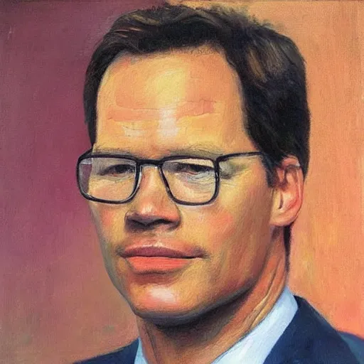 Prompt: “a detailed portrait of Mark Rutte, oil painting by Petrov-Vodkin”
