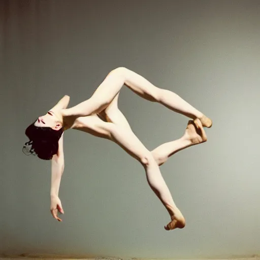 Image similar to stoya realistic expired kodak film full body portrait of an angel performer dancing,, hyperrealism, hypermaxiymalism, photorealistic, detailed, atmospheric, 8 k, award winning photography, cinematic