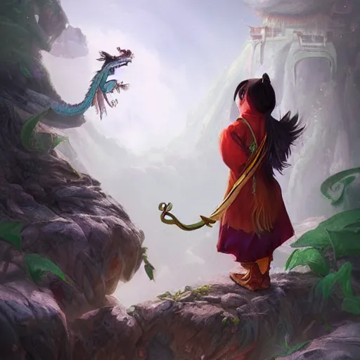 Prompt: brother grimms fairytale chinese dragon digital art, irina french, heraldo ortega, mandy jurgens trending on artstation 8 k 1 5 0 mpx