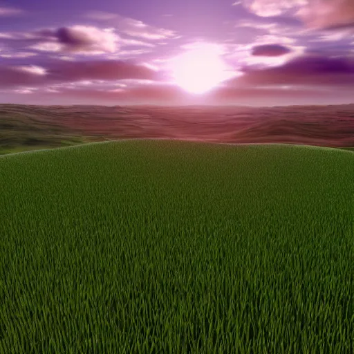 Image similar to Windows XP Bliss background, UHD, 4K, Unreal Engine, Trending on Artstation