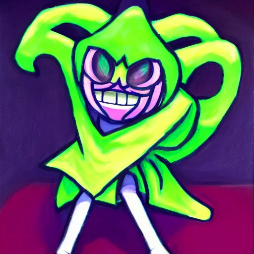 Image similar to a very elegant oil painting of ralsei from deltarune, oil painting, full body, smooth paint, asriel, furry, underground, undertale, by toby fox