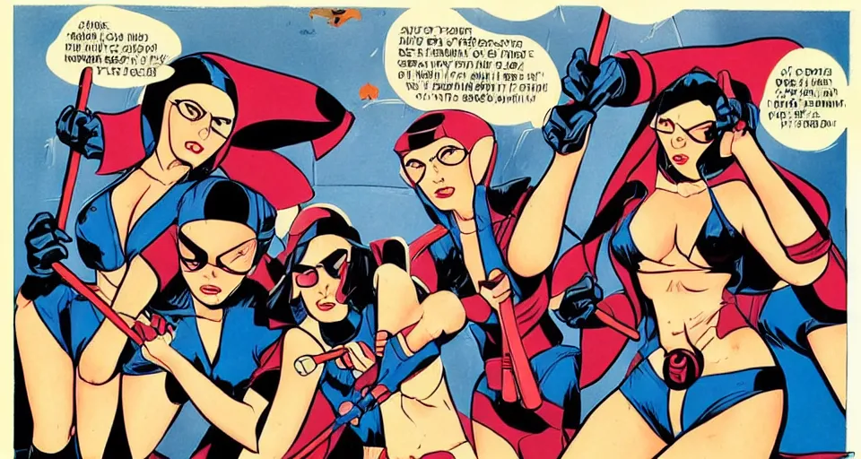 Prompt: a comic book illustration of nuns with nunchucks by Bruce Timm