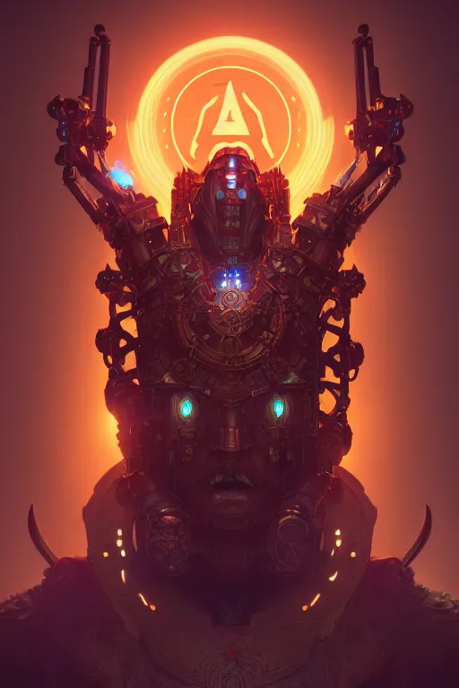 Prompt: diablo action game robot shaman by artgerm, alphonse mucha, cgsociety and beeple highly detailed, cinematic lighting, illustration, art, octane render, very coherent. cinematic, hyper realism, high detail, octane render, 8 k