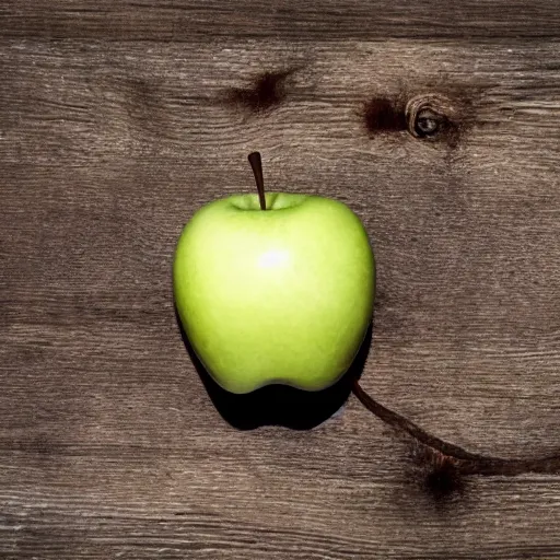 Prompt: an apple with hair growing out of it