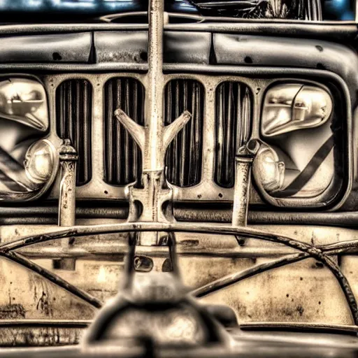 Prompt: the skeleton of a truck, photography,