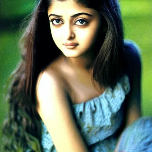 Prompt: dslr photo portrait still of beautiful cute 1 5 year old age 1 5 aishwarya rai at age 1 5!!!, 8 5 mm f 1. 8 by edward robert hughes, annie leibovitz and steve mccurry, david lazar, jimmy nelsson