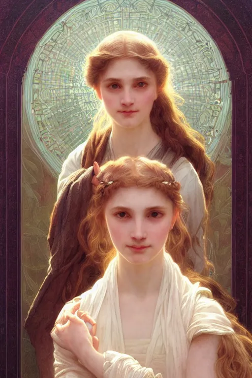 Image similar to Portrait of beautiful pale peasant girl, cinematic lighting, intricate, elegant, highly detailed, digital painting, artstation, smooth, sharp focus, illustration, art by artgerm and greg rutkowski and alphonse mucha and Wayne Barlowe and william-adolphe bouguereau