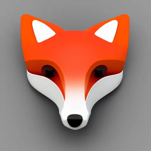 Image similar to an abstract, simplified icon depicting a fox's head, white background, elegant, award-winning, clever, render, blender, 3d, high quality, app, ios