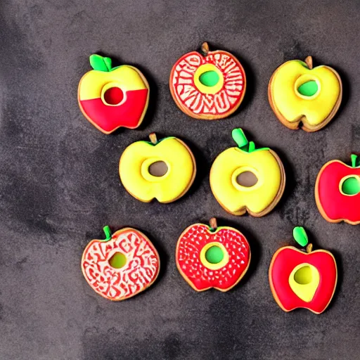 Prompt: apple fruit made out of cookies