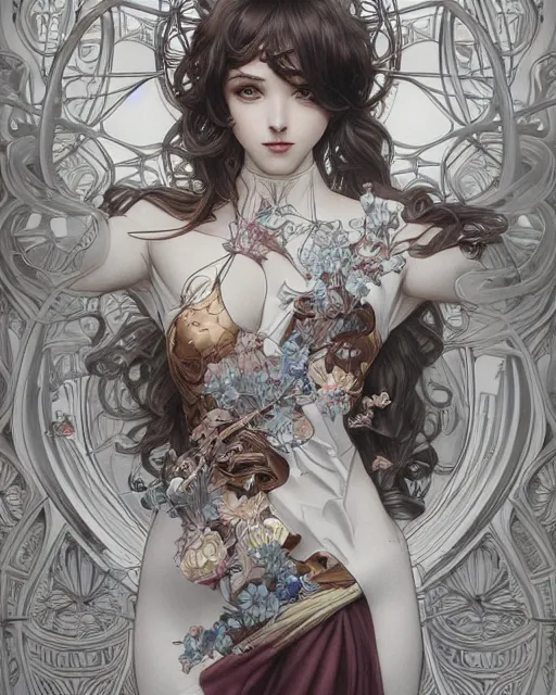 Prompt: beautiful shadowing, 3 d shadowing, reflective surfaces, 8 k, beautifully detailed pencil illustration, intricate, epic composition, masterpiece, bold complimentary colors. stunning masterfully illustrated by artgerm, range murata, alphonse mucha
