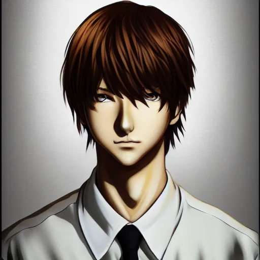 Image similar to Light Yagami, portrait, award awinning masterpiece, artstation, anime style, ultra detailed,