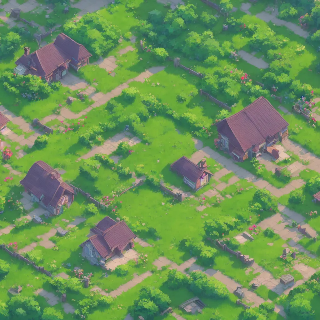 Prompt: seperated game asset, isometric view of a lovely cottage on a square patch of grass, cut out game asset, cory loftis, james gilleard, atey ghailan, makoto shinkai, goro fujita, studio ghibli, rim light, exquisite lighting, clear focus, very coherent, plain background, soft painting