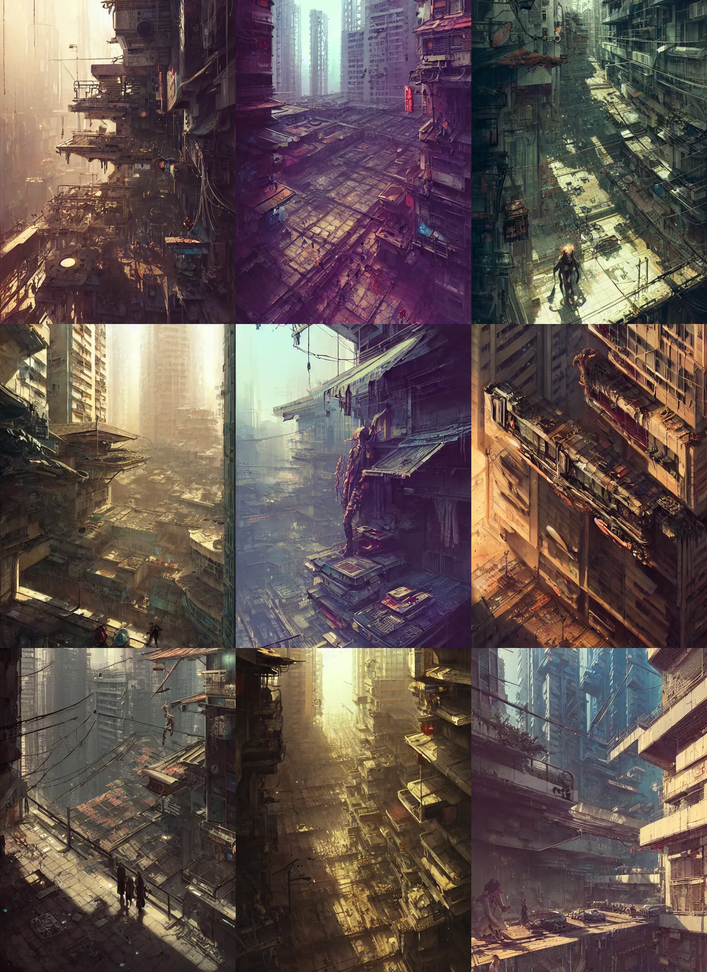 Prompt: ultra realistic beautiful post apocalyptic cyberpunk kowloon balcony techno art, sci - fi, fantasy, intricate, elegant, highly detailed, digital painting, artstation, concept art, smooth, sharp focus, illustration, beautiful light and shadows, art by artgerm and tian zi and wlop and greg rutkowski and sachin teng and sergey kolesov