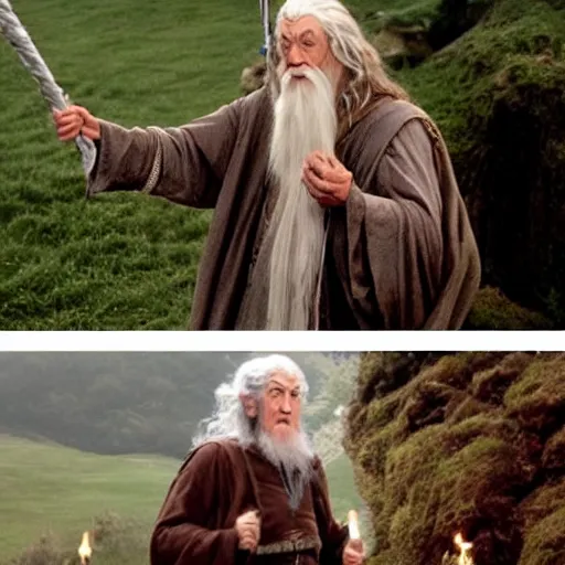 Prompt: gandalf and frodo falling in love