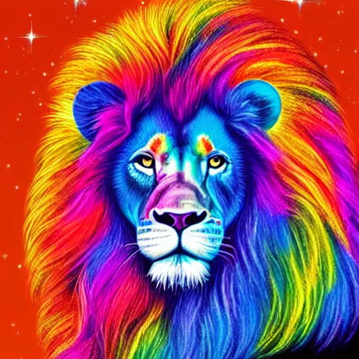 Image similar to rainbow cosmic lion