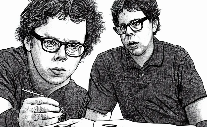 Prompt: high quality high detail illustration of todd solondz by robert valley, line art, hd