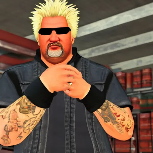 Image similar to guy fieri in grand theft auto, ultra screenshot