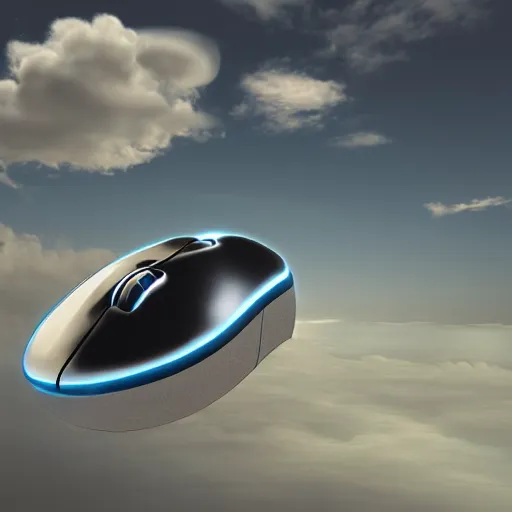 Prompt: a computer mouse flying through the sky digital concept art