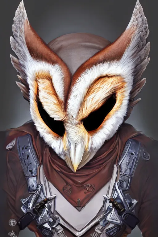 Prompt: portrait a new mas as hero barn owl based, dc style, barn owl symbol in chest, barn owl mask, hand wraps, by yusuke murata and masakazu katsura, artstation, highly - detailed, cgsociety, oils, colorful, intricate details