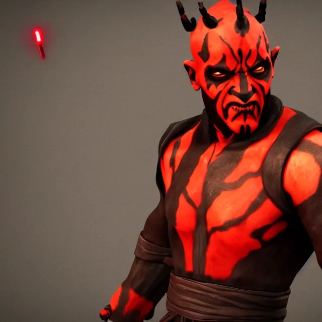 Image similar to darth maul in mortal kombat, videogame 3d render, 4k, artstation