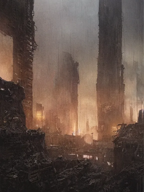 Prompt: a dark ruin city of a heart among the brutalism wreckage buildings in the rain,at dusk,by Hugh Ferriss,James Paick,Greg Rutkowski,aaron horkey,trending on pinterest,Blade Runner 2049,luxury,mythological,ultra realistic,high detail,golden ratio,cinematic lighting,maximalist