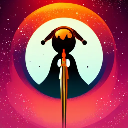 Image similar to Ankh shining in front of the glowing moon, vector art, 4k