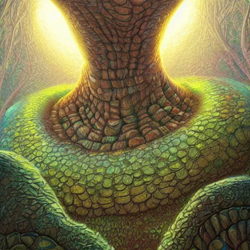 Image similar to fungus labyrinth mohawk scales reflector portrait by gaston bussierre and charles vess and james jean and erik jones and rhads, inspired by rick and morty, epic, funny, huge scale, beautiful fine face features, intricate high details, sharp, ultradetailed