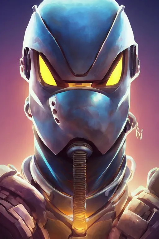 Image similar to epic mask helmet robot ninja portrait stylized as fornite style game design fanart by concept artist gervasio canda, behance hd by jesper ejsing, by rhads, makoto shinkai and lois van baarle, ilya kuvshinov, rossdraws global illumination radiating a glowing aura global illumination ray tracing hdr render in unreal engine 5