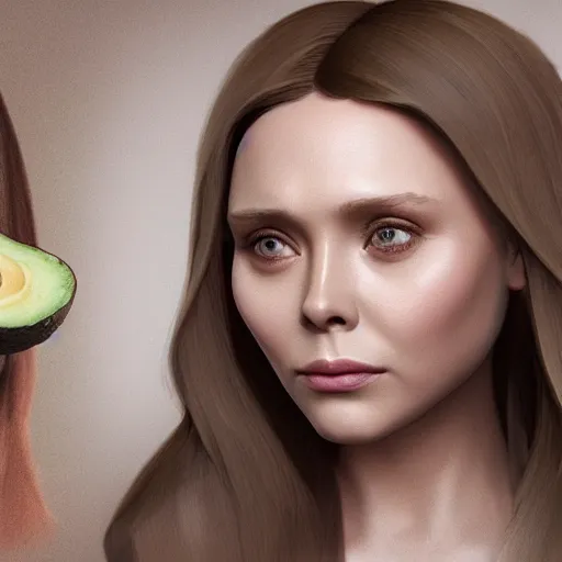 Image similar to elizabeth olsen face on an avocado, trending on zbrush, cgsociety contest winner, polycount, 4 k, intricate, detailed
