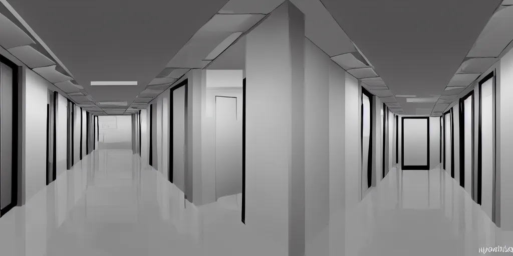 Prompt: office hallway anime background