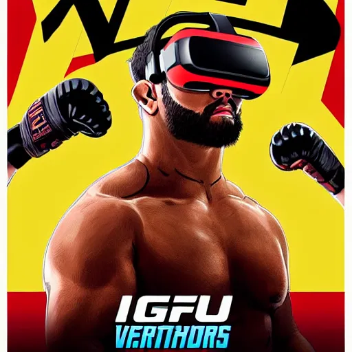 Image similar to poster art of wrestlers wearing vr headsets, gta cover, apex legends, tap out, ufc, digital illustration by sam spratt