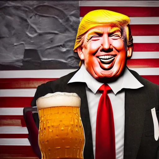 portrait of trump grinning and offering a pint of beer | Stable ...