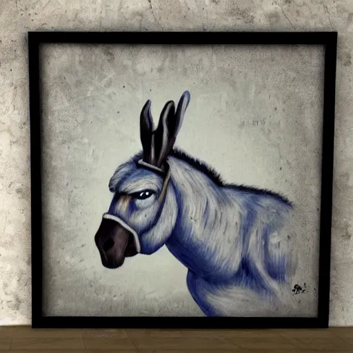 Image similar to donkey made of concrete painting