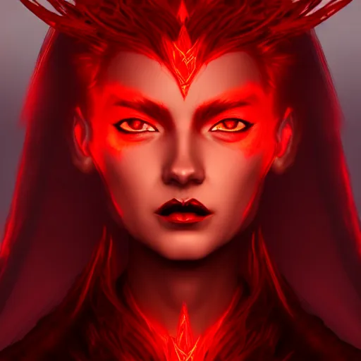 Image similar to beautiful female mage with red hair, black clothing, dark feathered wings, intricate, highly detailed face, trending on artstation, dramatic lighting, 4 k