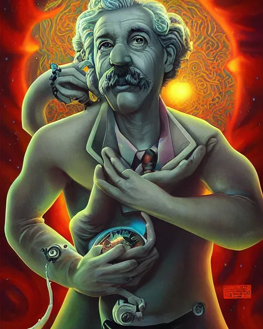 Image similar to lovecraft lovecraftian portrait of einstein, pixar style, by tristan eaton stanley artgerm and tom bagshaw, retro future