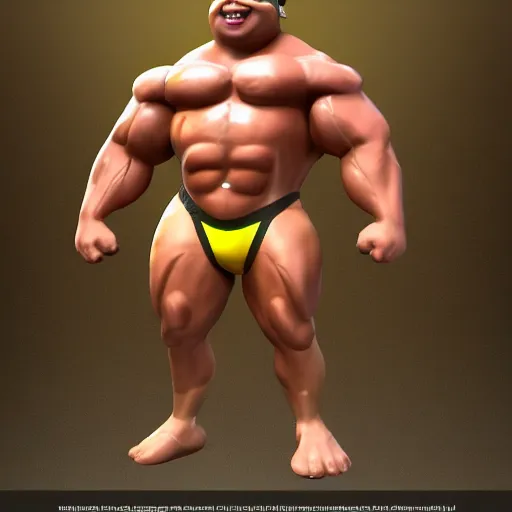 Prompt: minion as a bodybuilder, unreal engine 5, artstation