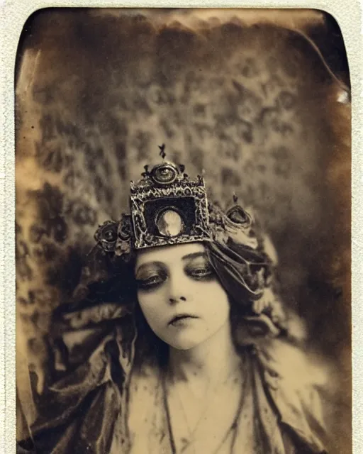 Prompt: a beautiful detailed front view portrait of a dead rotten princess with cyberpunk ornate growing around, ornamentation, elegant, beautifully soft and dramatic lit, polaroid 1 9 1 0 photo