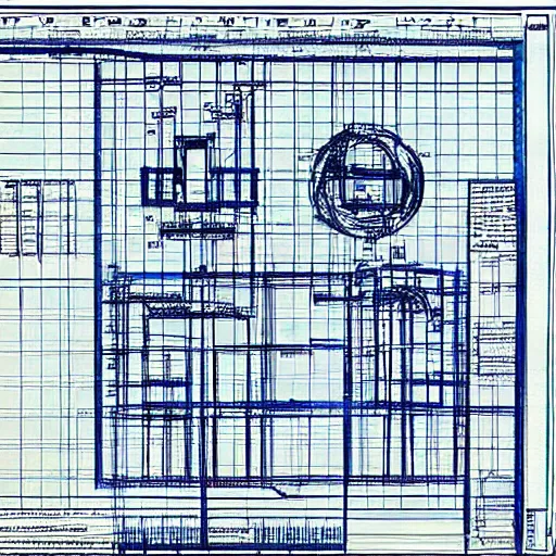 Image similar to very detailed blueprints of a working time machine
