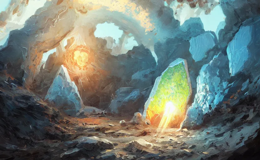 Image similar to A painting of a Geode trending on artstation in the style of Greg Rutkowski