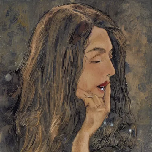 Prompt: pen and ink sketch of a welsh teenage girl with brown hair, glowing skin, delicate features, amelie poulain, fantasy, intricate, elegant, dress shirt and tie, highly detailed, digital painting, artstation, concept art, smooth, sharp focus, illustration, art by Krenz Cushart and Artem Demura and alphonse mucha, black and white