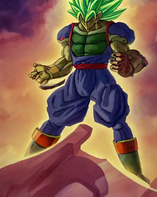 Prompt: a oil / watercolor painting full body character portrait of an old saiyan soldier powering up to protect his family in the style of moebius in the style of leonard boyarsky trending on artstation deviantart pinterest detailed photorealistic highlights and shadow hd 8 k post - processing high resolution