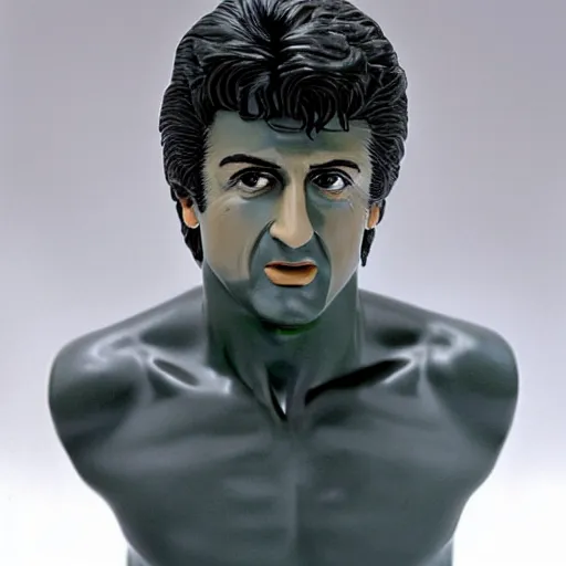 Image similar to porcelain bust of sylvester stallone, photo from the 70s