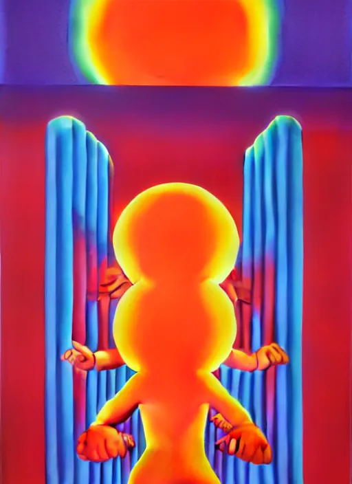 Image similar to the end by shusei nagaoka, kaws, david rudnick, airbrush on canvas, pastell colours, cell shaded, 8 k