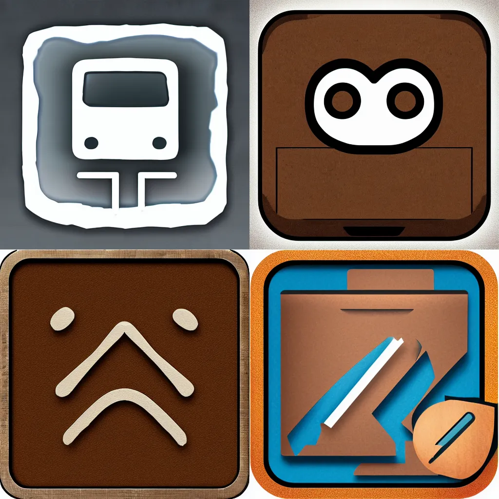 Prompt: cardboard app icon