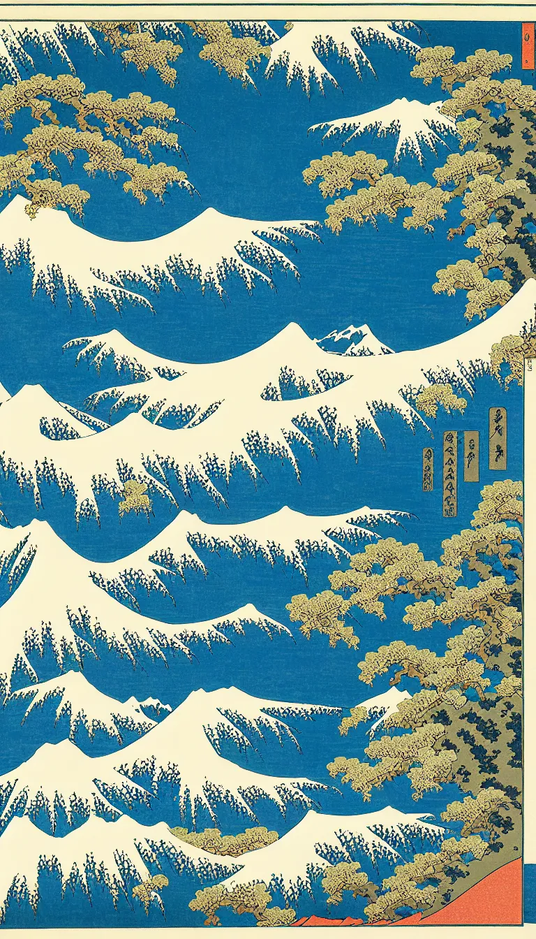 Image similar to olympic national park by hokusai
