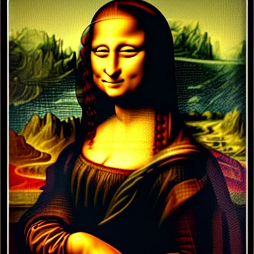 Image similar to mona lisa drawn in a spider web