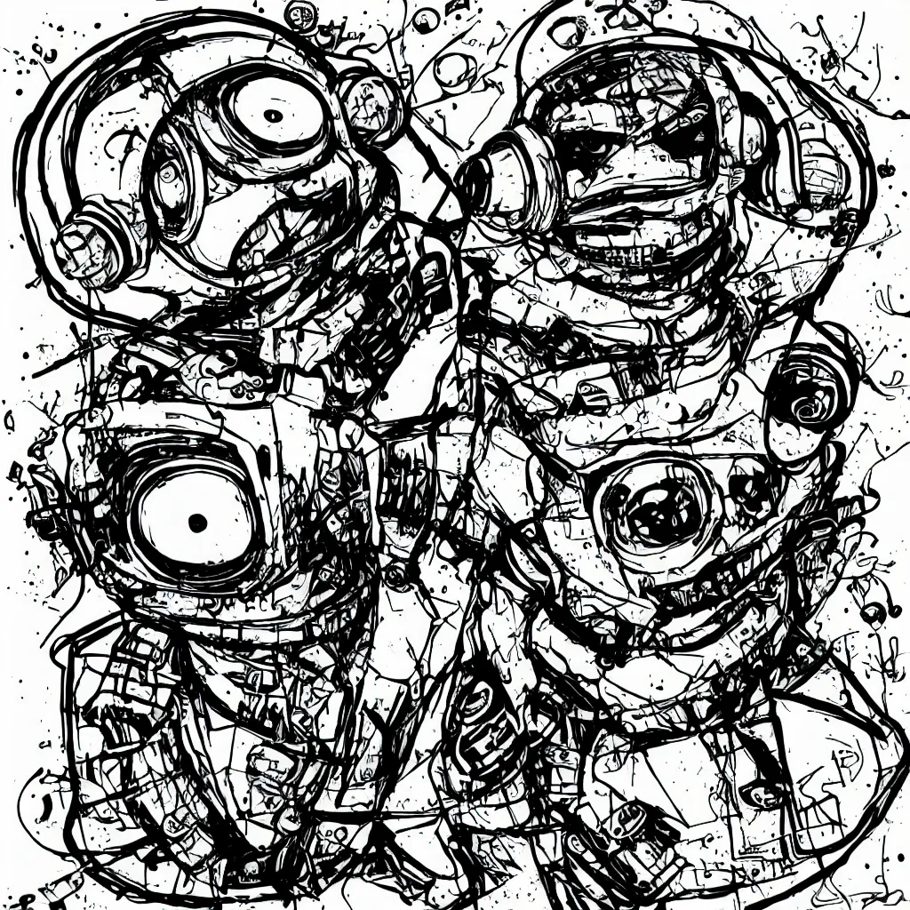 Image similar to a toad wearing headphones, ryuta ueda artwork, breakcore, style of jet set radio, y 2 k, gloom, space, cel - shaded art style, sacred geometry, data, minimal, code, cybernetic, dark, eerie, cyber