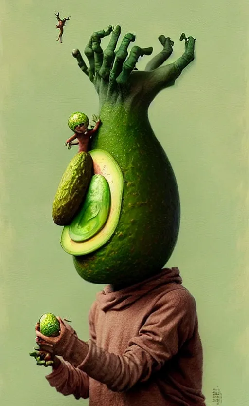 Image similar to imaginative anthro avocado creature painting by chiara bautista, beksinski and norman rockwell and greg rutkowski weta studio, tom bagshaw and lucasfilm