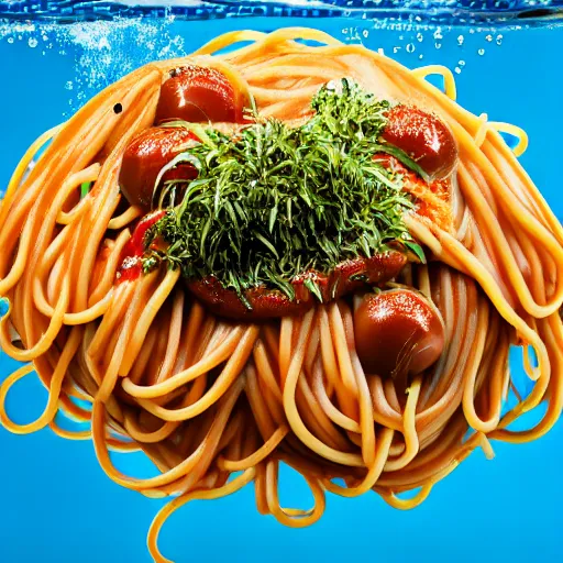 Image similar to uhd photo of olympic swimmers swimming in spaghetti, uhd hyperdetailed photography