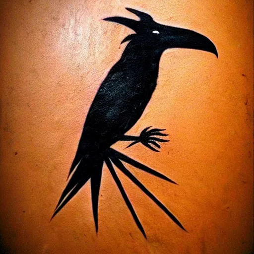 Image similar to raven - shaman with tatoo, prehistoric cave painting